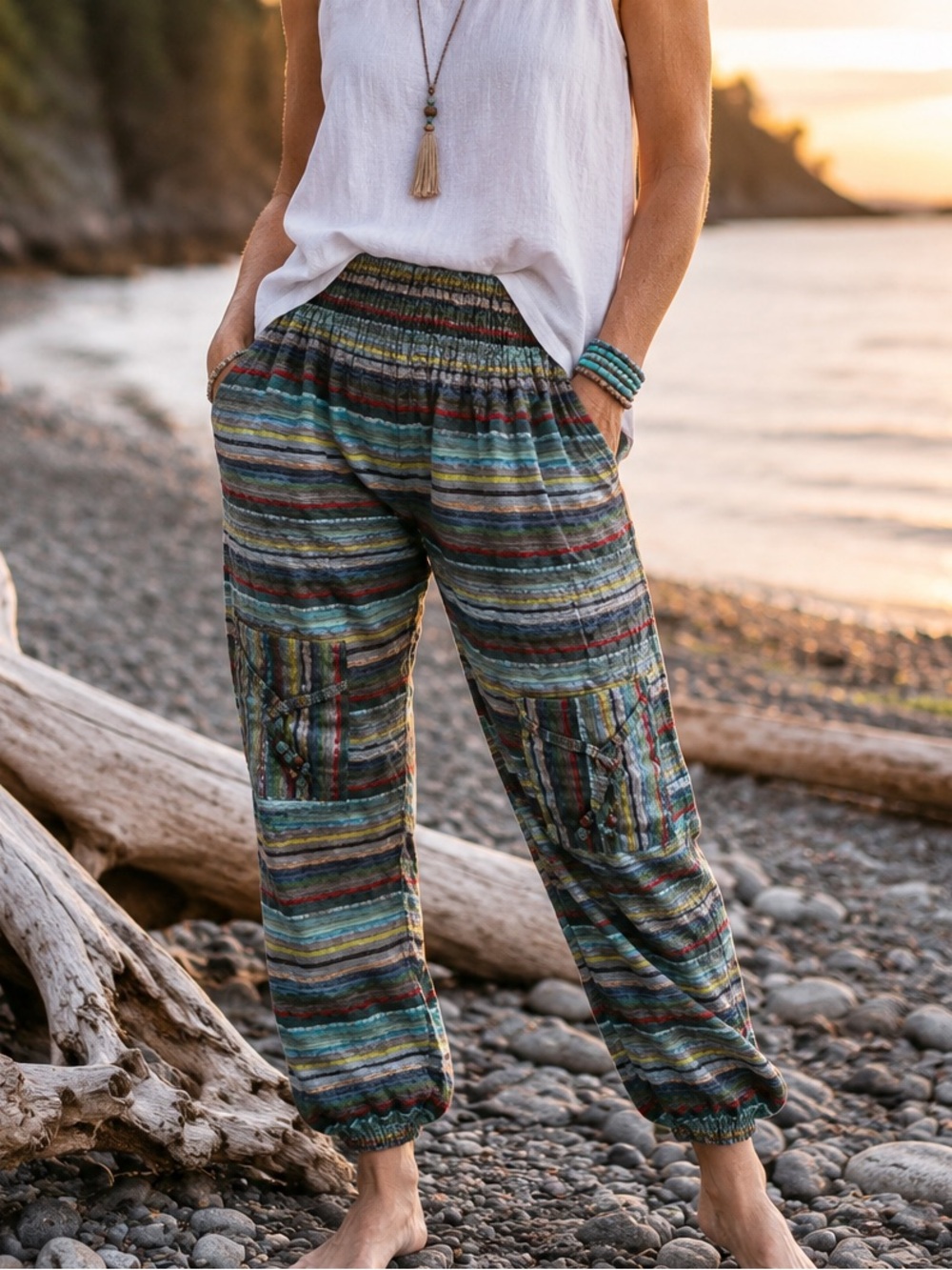 Boho Cotton Harem Jogger Pants Made in India | Festival Yoga Beach Hippie, OS